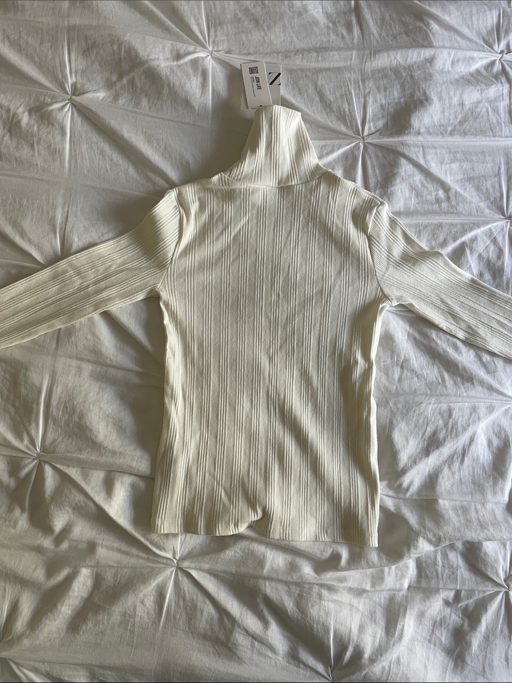 Zara Cream Ribbed Turtleneck Sweater